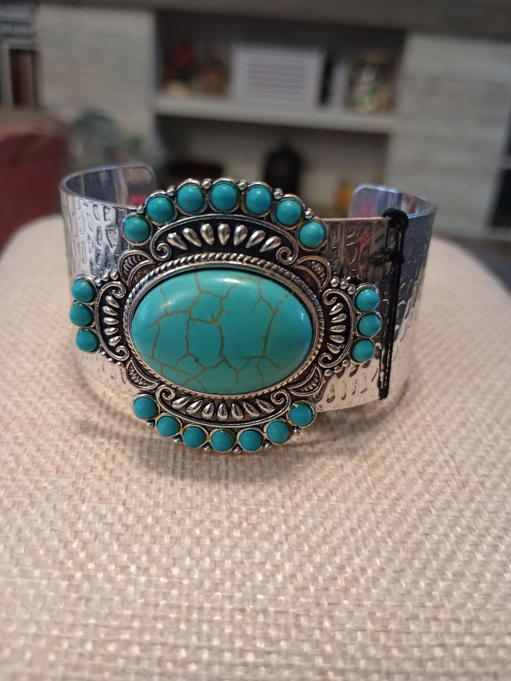 paparazzi Turquoise Stone Silver-Tone Cuff Bracelet